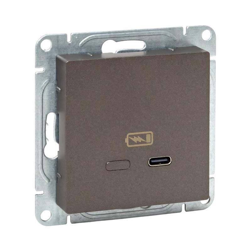 Механизм розетки USB-С, быстрая, мокко Эпика