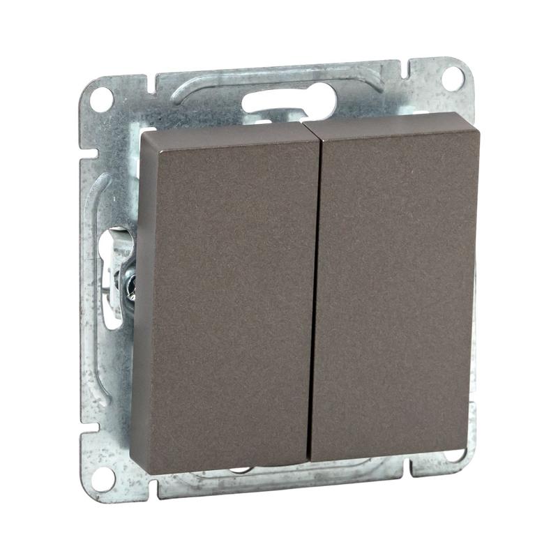 Механизм выключателя, двухклавишный, мокко Эпика