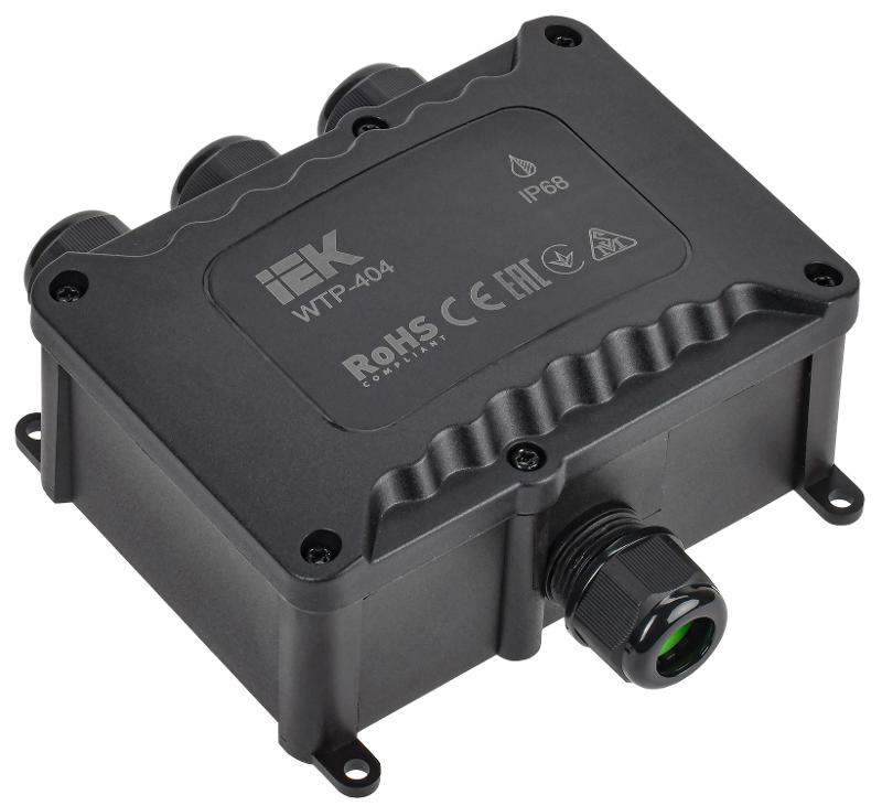 Коробка распределительная герметичная WTP-404 4 ввода M20 IP68 129х120х55мм  4 клеммы до 6 мм.кв.