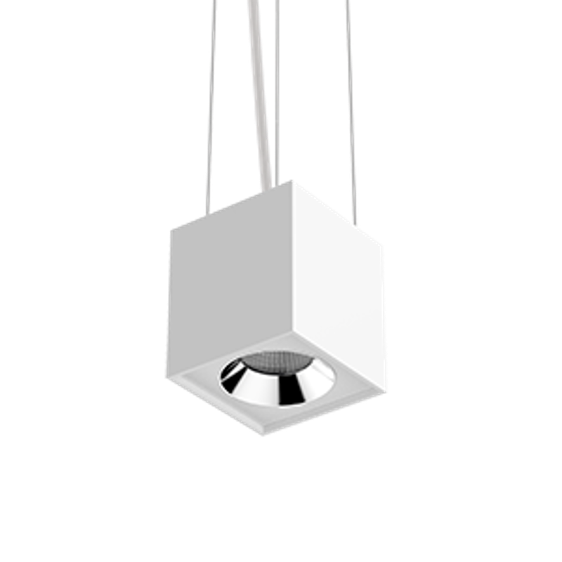 Светильник светодиодный DL-02 Cube подвесной 100х110 мм 12Вт 3000K 35° RAL9010 белый мат.