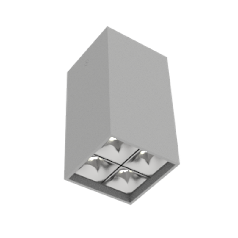 Светодиодный светильник DL-Box Reflect Multi 2x2 накладной 14 Вт 3000 К 80х80х150 мм RAL7045 серый муар