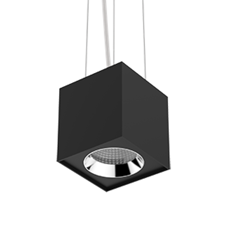 Светильник светодиодный DL-02 Cube подвесной 125х135 мм 20Вт 3000K 35° RAL9005 черный муар