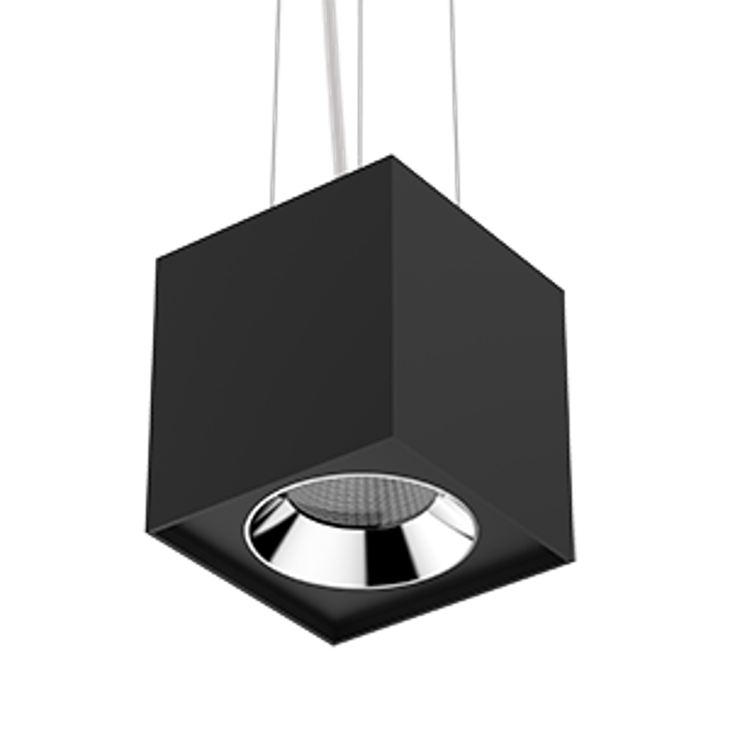 Светильник светодиодный DL-02 Cube подвесной 150х160 мм 36Вт 4000K 35° RAL9010 черный муар DALI