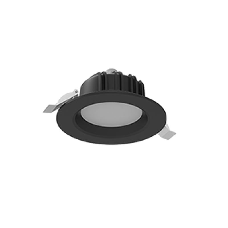 Cветильник светодиодный Downlight круглый встраиваемый 120*65 мм 11W 3000K IP54 RAL9005 черный муар