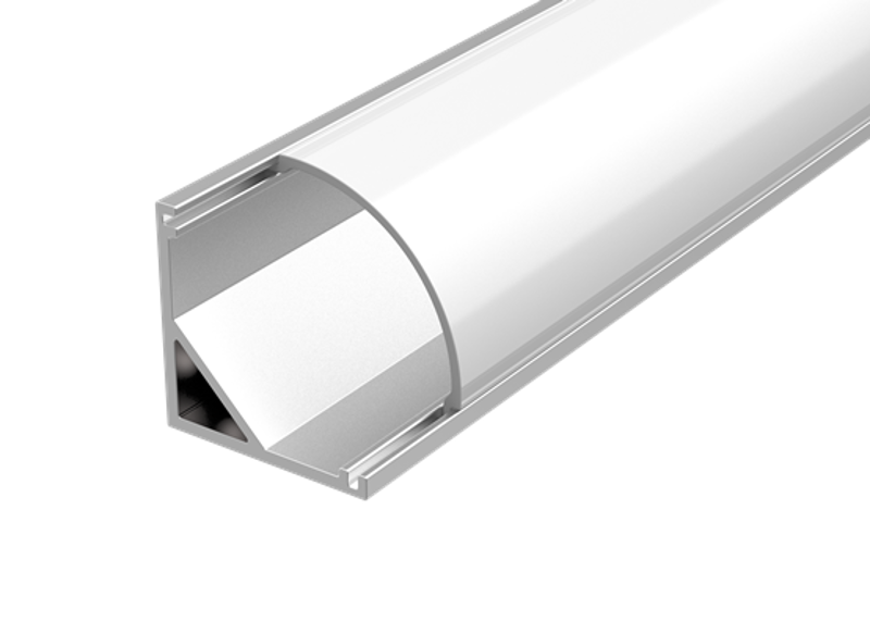Алюминиевый профиль для LED ленты с рассеивателем для углового монтажа 2м