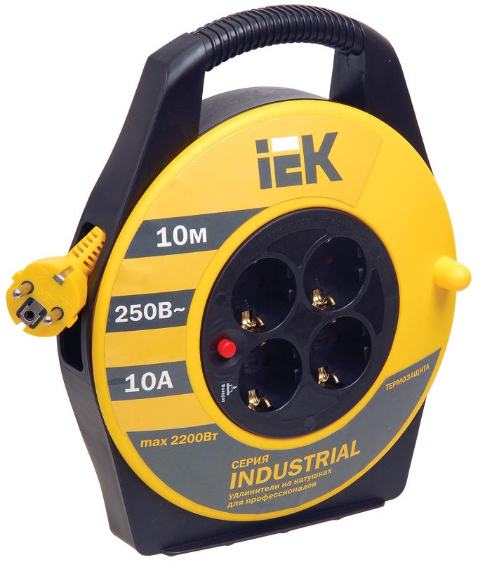 Удлинитель на катушке УК10 с т/з 4 места 2Р+PЕ/10м 3х1,0 мм2 "Industrial"