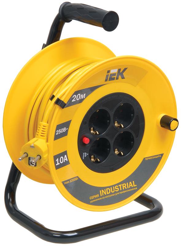 Удлинитель на катушке УК20 с т/з 4 места 2Р+PЕ/20м 3х1,0 мм2 "Industrial"