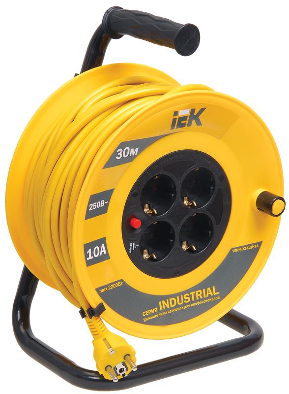 Удлинитель на катушке УК30 с т/з 4 места 2Р+PЕ/30м 3х1,0 мм2 "Industrial"