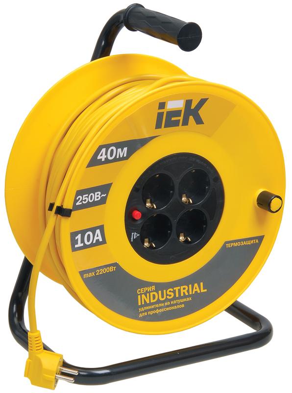 Удлинитель на катушке УК40 с т/з 4 места 2Р+PЕ/40м 3х1,0 мм2 "Industrial"