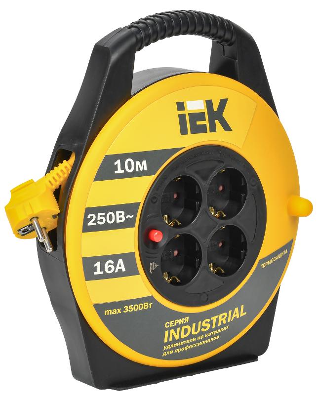 Катушка УК10 с т/з 4 места 2Р+PЕ/10м 3х1,5 мм2 "Industrial"