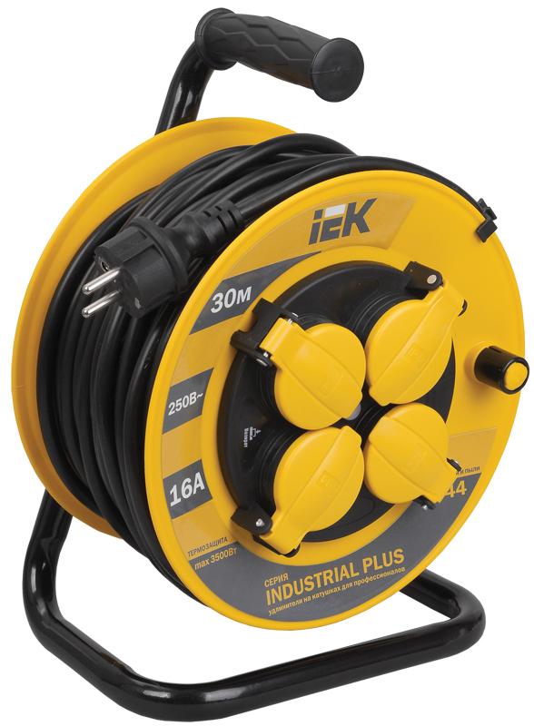 Удлинитель на катушке УК30 с т/з 4 места 2Р+PЕ/30метров 3х1,5мм2 IP44 "Industrial plus"