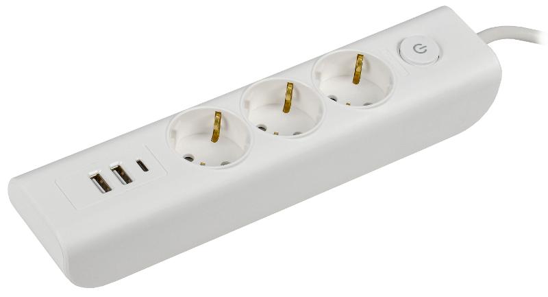 MODERN Удлинитель У03В с/з 2м 3х1мм2 16А/250В USBх3 бел.