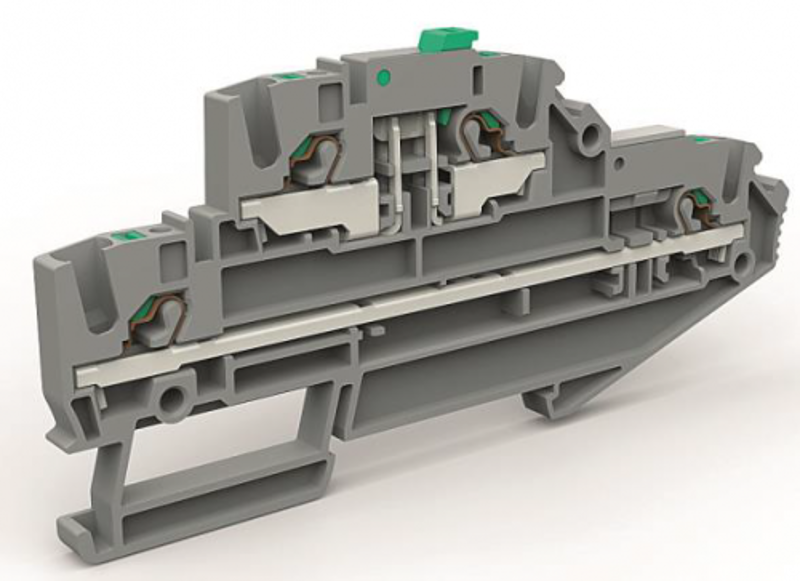 Двухуровневая клемма с размыкателем на 2,5 кв.мм