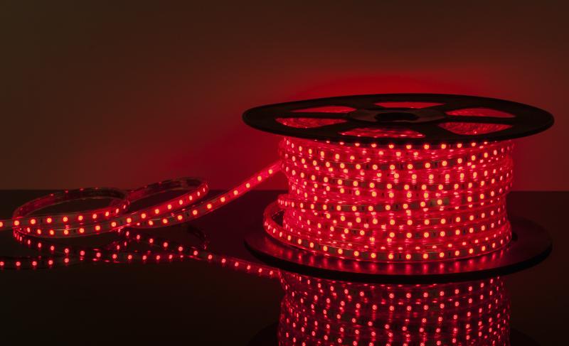 Лента светодиодная LSTR003 220V 14,4W 60Led 5050 IP65 красный, 50 м