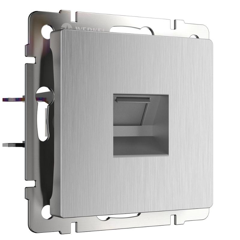 Розетка Ethernet RJ-45 Werkel cеребряный рифленый W1181009