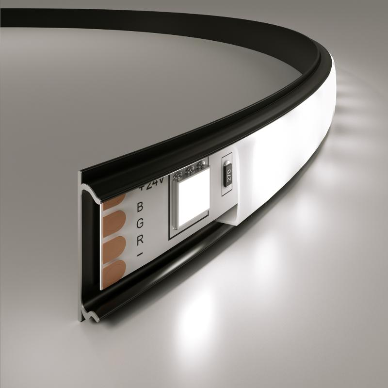 LL-2-ALP012 / Гибкий алюминиевый профиль черный/белый для LED ленты (под ленту до 10mm)