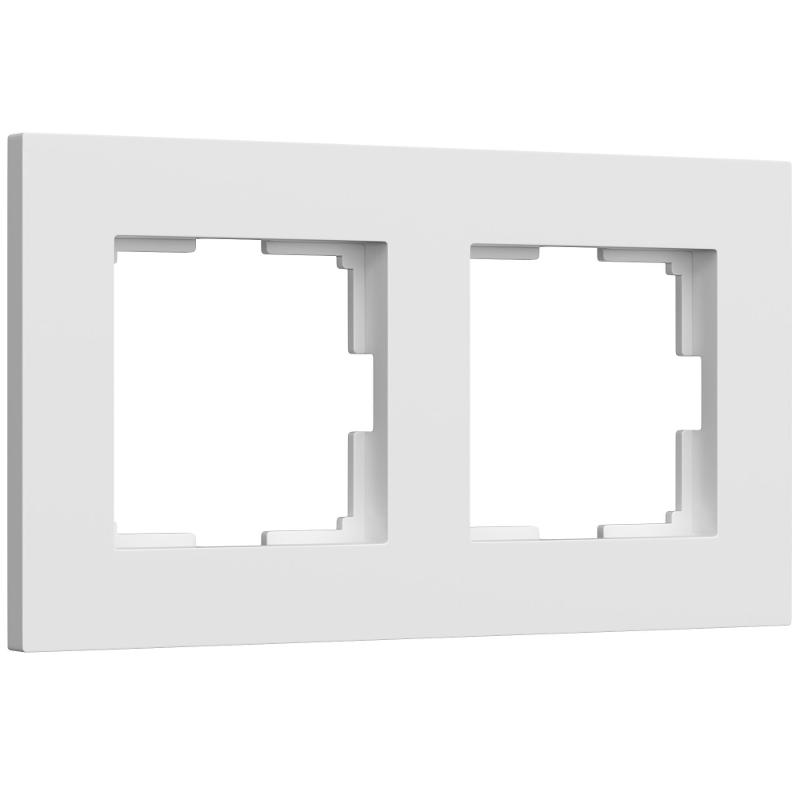 W0022961/ Электроустановочные изделия - Рамка на 2 поста Slab (белый матовый)