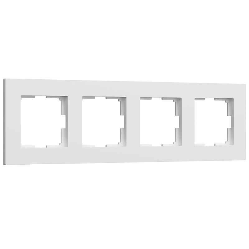 W0042961/ Электроустановочные изделия - Рамка на 4 поста Slab (белый матовый)