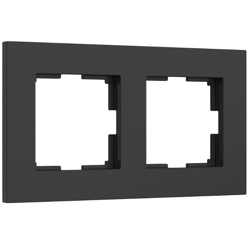 W0022908/ Электроустановочные изделия - Рамка на 2 поста Slab (черный софт)
