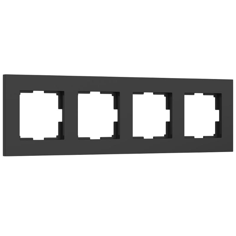 W0042908/ Электроустановочные изделия - Рамка на 4 поста Slab (черный софт)