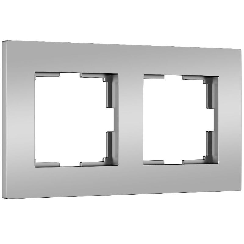 W0022965/ Электроустановочные изделия - Рамка на 2 поста Slab (серебро софт)