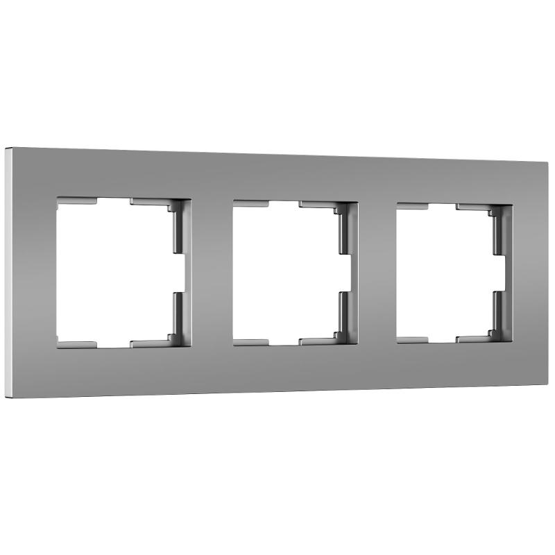 W0032965/ Электроустановочные изделия - Рамка на 3 поста Slab (серебро софт)