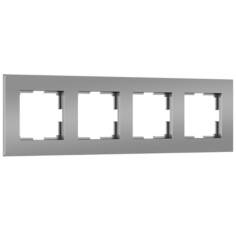 W0042965/ Электроустановочные изделия - Рамка на 4 поста Slab (серебро софт)