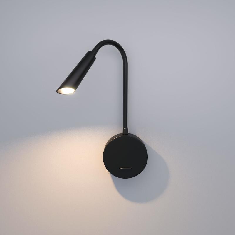 Светильник настенный регулируемый светодиодный Stem черный 3000К с USB-портом и выключателем