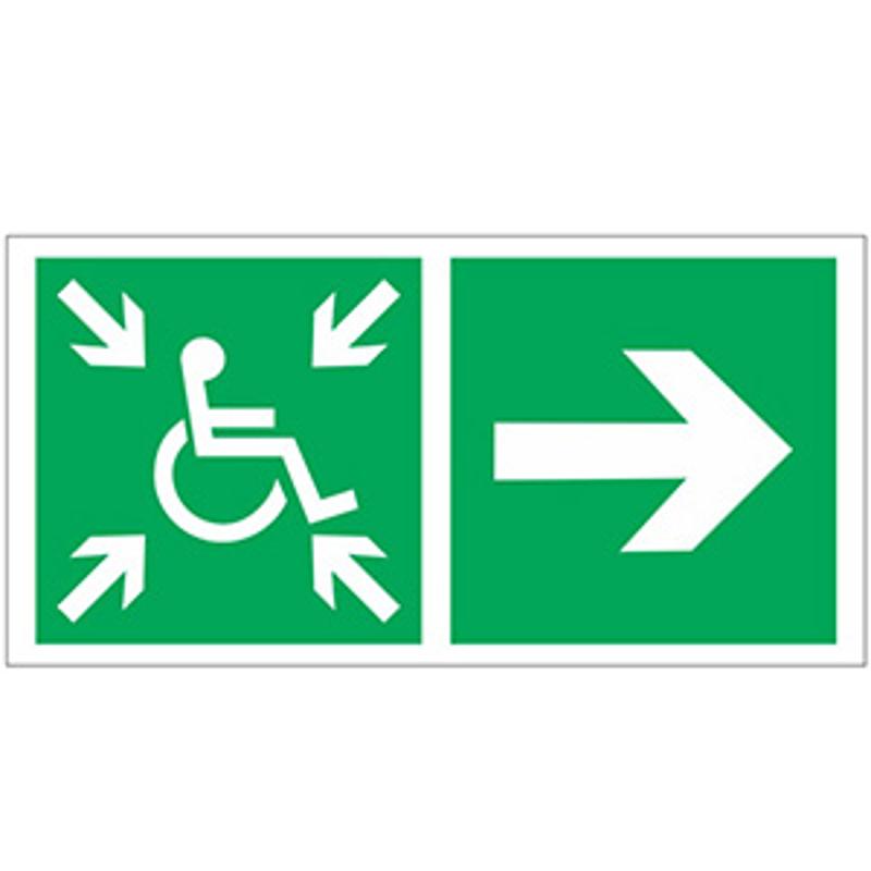 Знак безопасности BL-3517.E76"Напр.движ. к пункту сбора(безоп.зоне)МГН направо"
