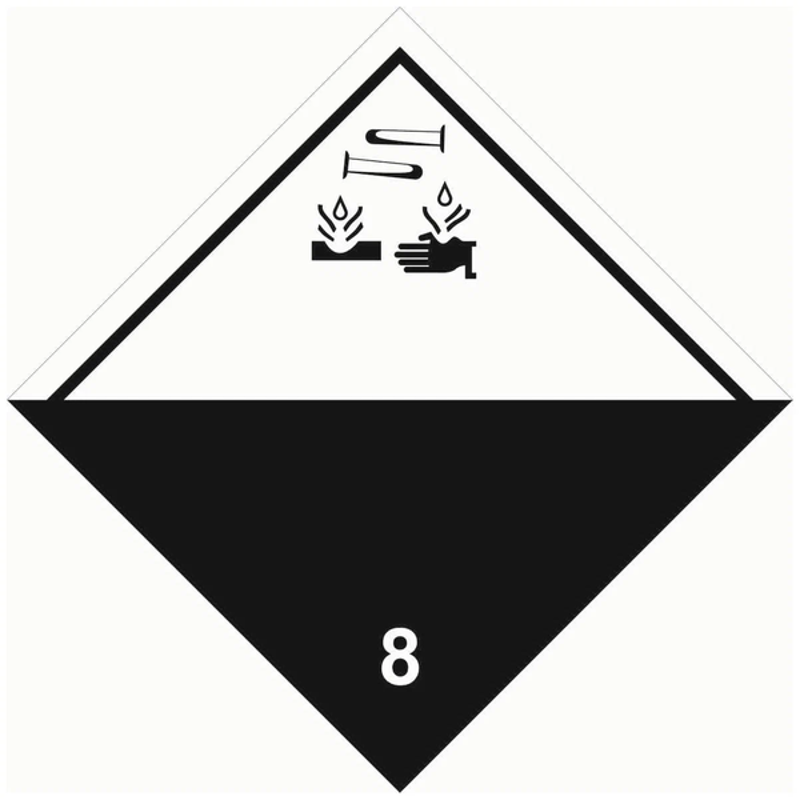 Знак для маркировки опасных грузов "Кл.8" 250х250 мм, пленка самоклеящаяся ГОСТ 19433-88