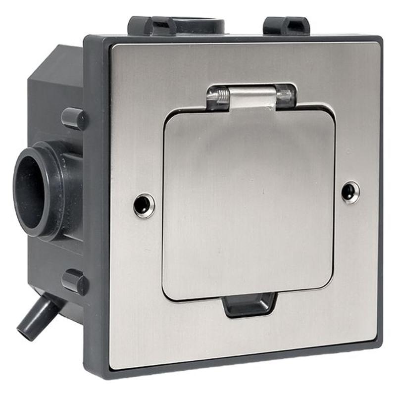 Лючок напольный C-Line 2 IP44 86*86 мм на 2модуля=1пост (с напольной коробкой для установки в фальш-пол и бетон) матовый никель