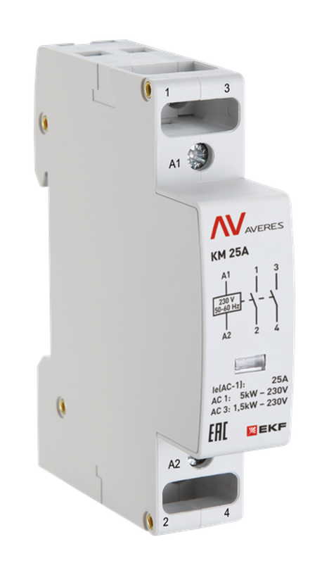 Контактор модульный КМ 25А 2NО 110VAC (1 мод.) AVERES