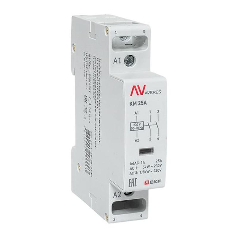 Контактор модульный КМ 25А 2NО 230VAC (1 мод.) AVERES