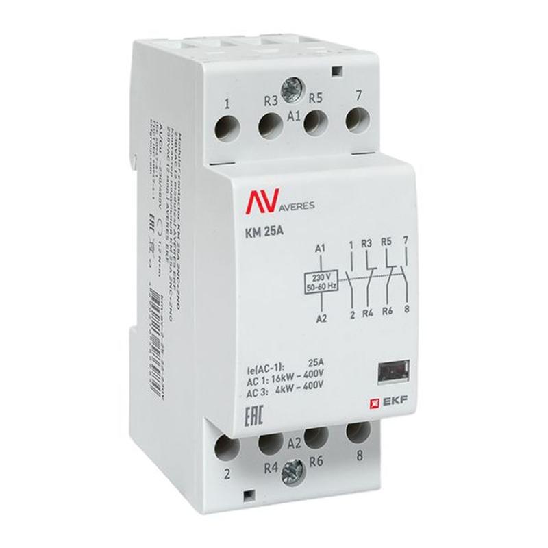 Контактор модульный КМ 25А 2NC+2NO 230VAC (2 мод.) AVERES