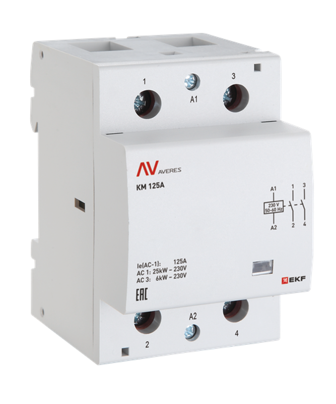 Контактор модульный КМ 40А 2NO+2NC 48VAC (3 мод.) AVERES