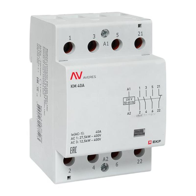 Контактор модульный КМ 40А 3NO+1NC 230VAC (3 мод.) AVERES km-av-3-40-31-230V EKF