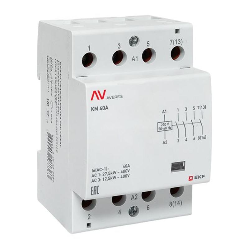 Контактор модульный КМ 40А 4NO 230VAC (3 мод.) AVERES