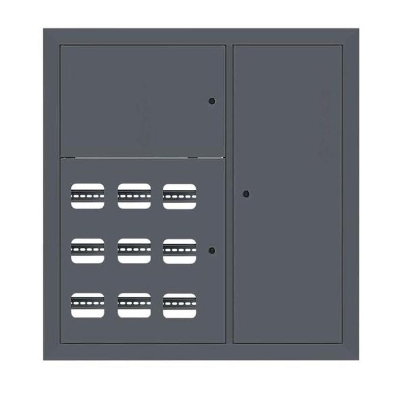 Щит этажный 9 кв. RAL7016 3 окна в ряд по гориз. (1000х950х150)  PROxima