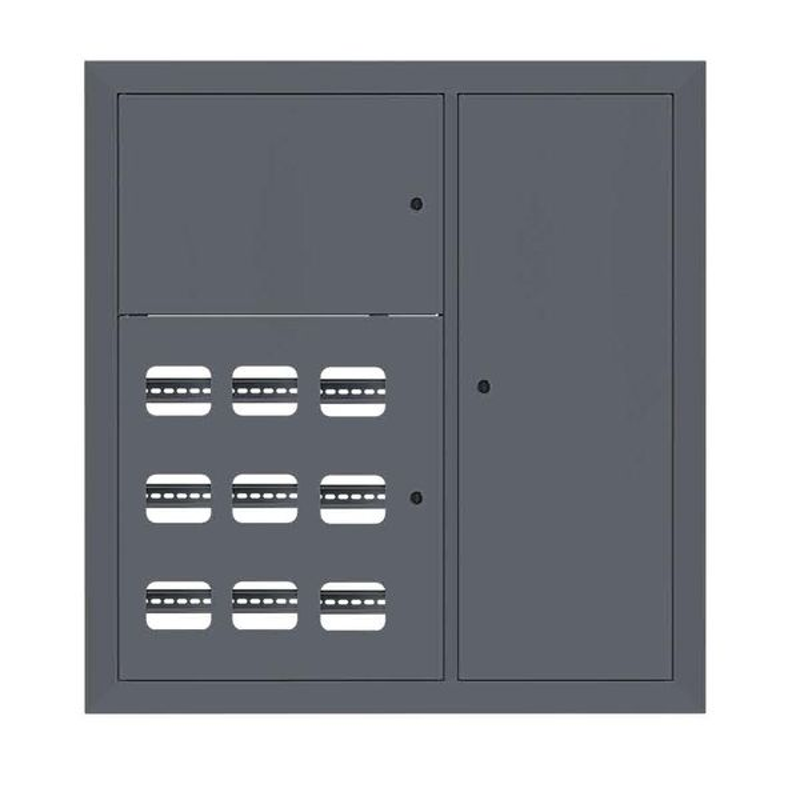 Щит этажный 9 кв. RAL7024 3 окна в ряд по гориз. (1000х950х150)  PROxima