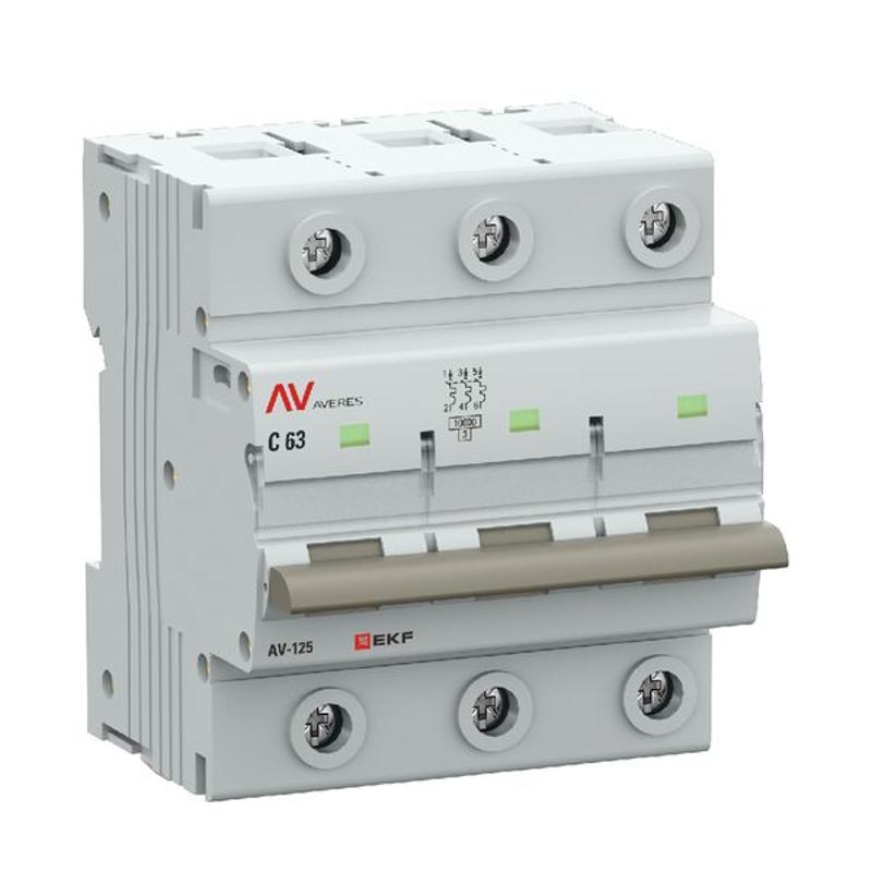 Выключатель автоматический AV-125 3P 63A (D) 10kA  AVERES