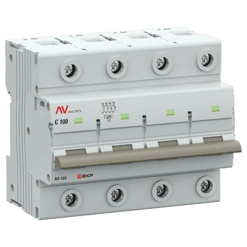 Выключатель автоматический AV-125 4P 100A (C) 10kA  AVERES
