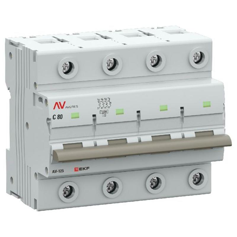 Выключатель автоматический AV-125 4P 80A (D) 10kA  AVERES