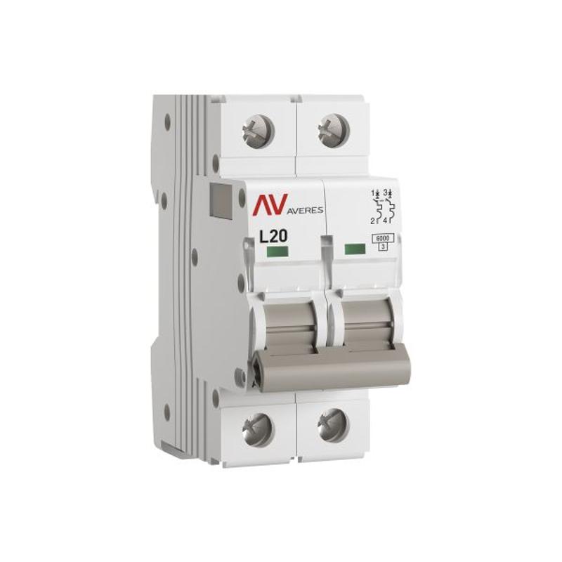 Выключатель автоматический AV-6 2P 20A (L) 6kA AVERES