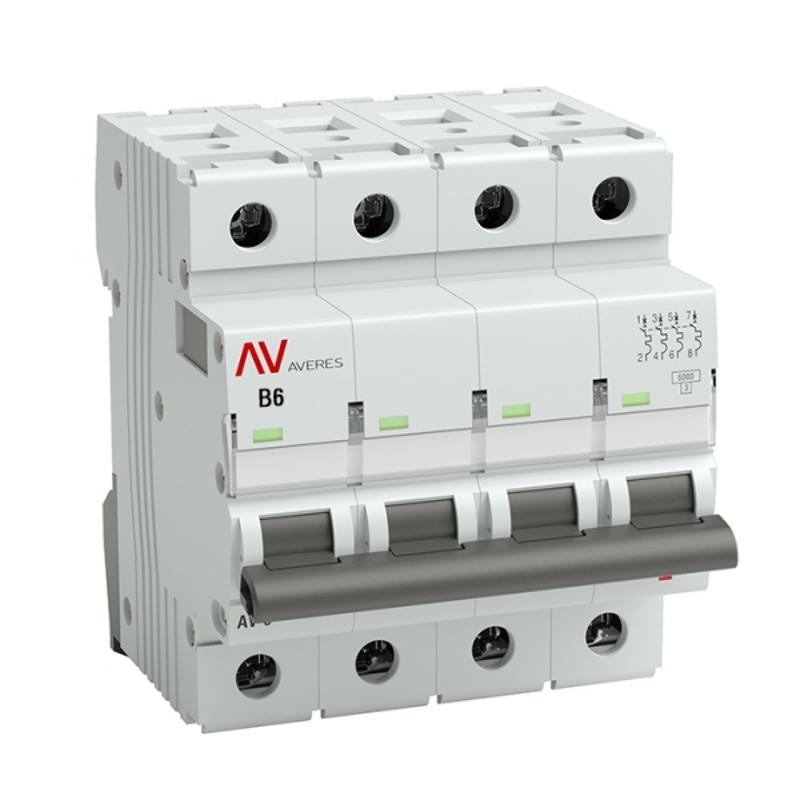 Выключатель автоматический четырехполюсный AV-6 6А B 6кА AVERES