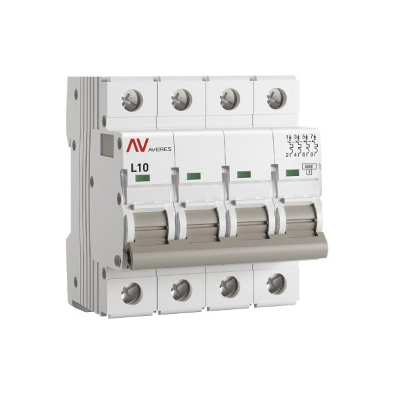 Выключатель автоматический AV-6 4P 10A (L) 6kA AVERES