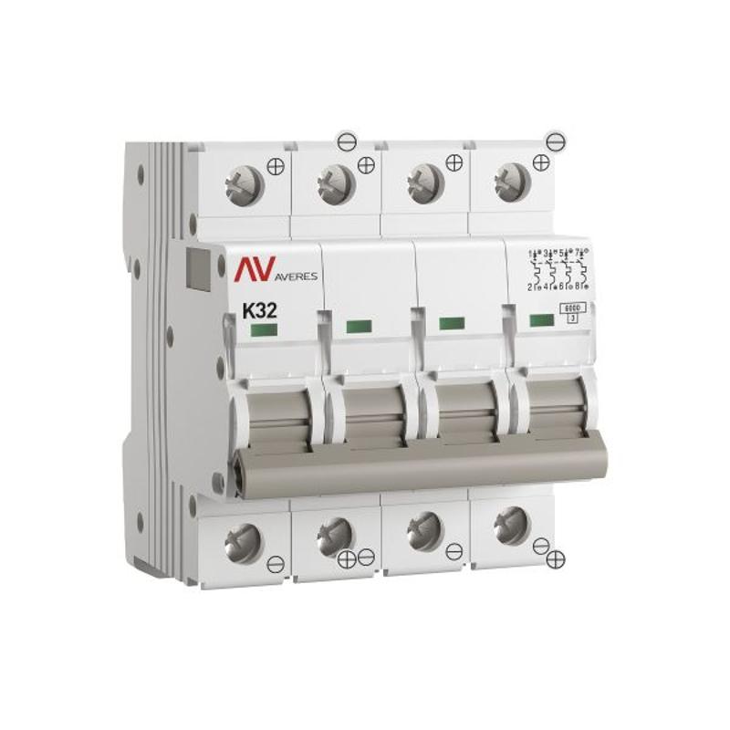 Выключатель автоматический AV-6 DC 4P 32A (K) 6kA AVERES