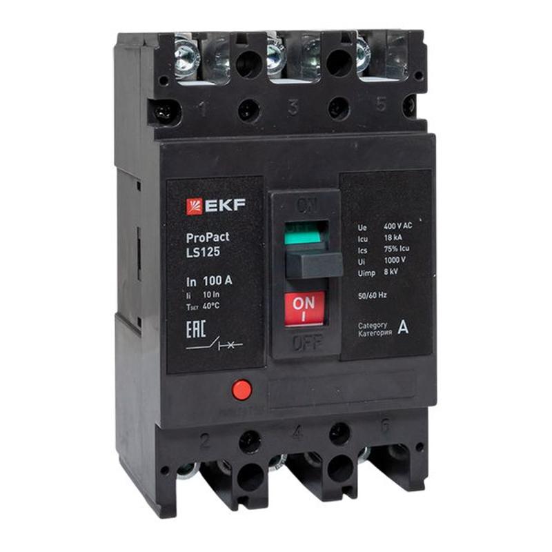 Выключатель автоматический LS125 18кА 3P 100А ProPact EKF