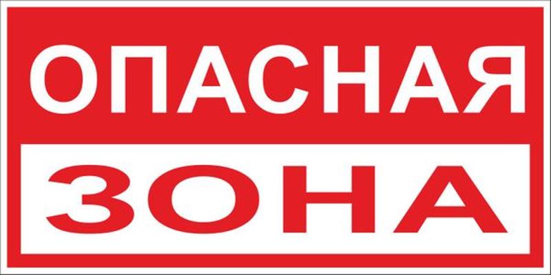 Знак "Опасная зона" 250х500 мм, пластик