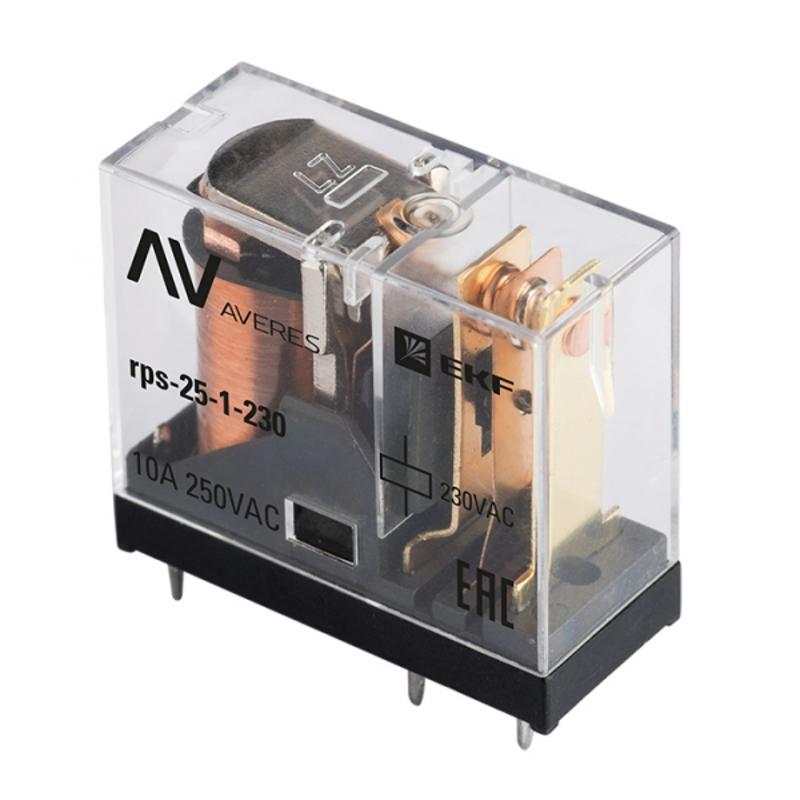 Реле промежуточные РП slim 25/1 10A 230В AC EKF AVERES