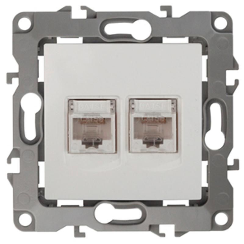 Розетка информационная двойная 12-3108-02  2XRJ45,  слоновая кость